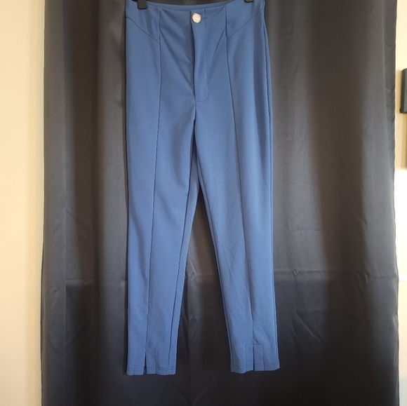 Blue Front Slit Classy Pants - Picture 4 of 4